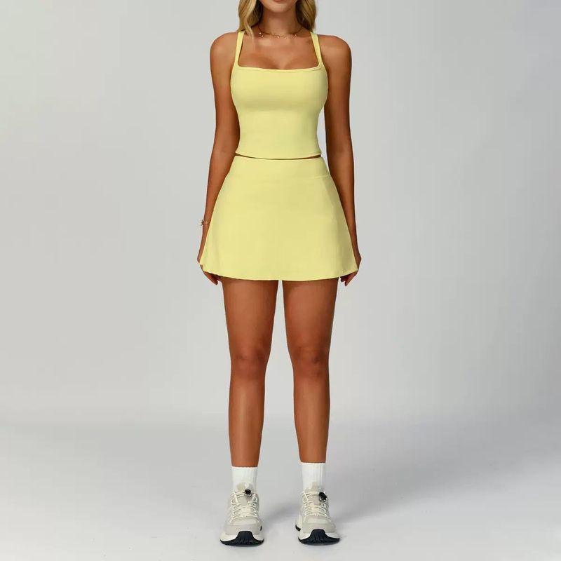 Oiob Yoga Suit Summer New Cami Waist Hugging Slimming Top Fitness Sports Leisure Tennis Short dress