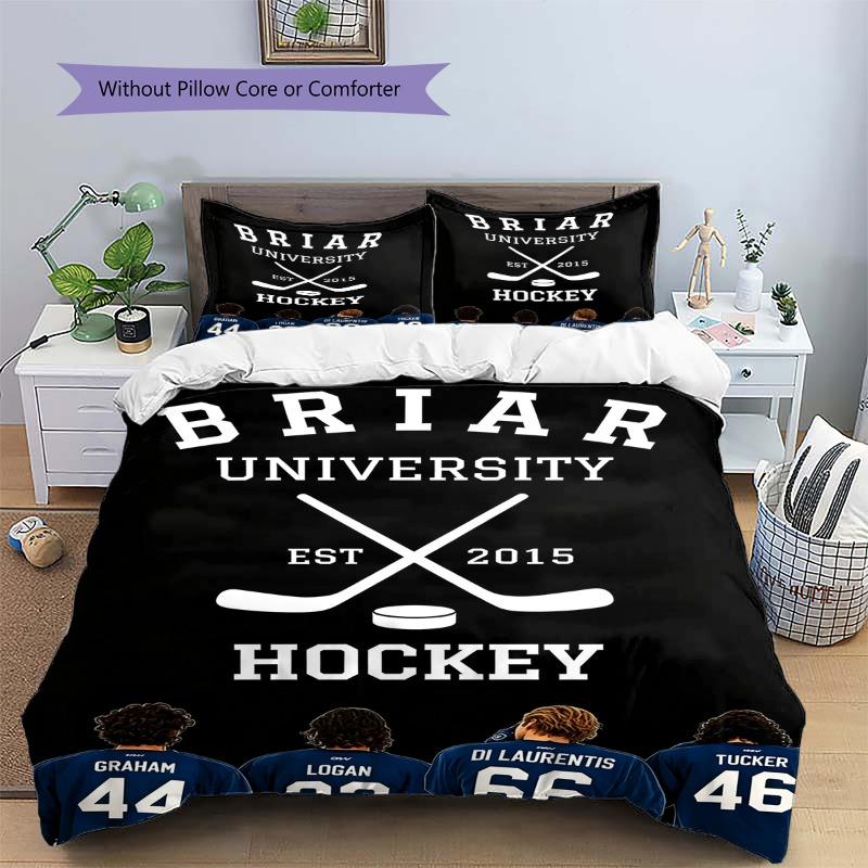 Briar University Hockey Team Back Jersey Print 3 Pieces Duvet Cover Set Sports Romance Bedding Bedroom Home Decor Without Pillow Core