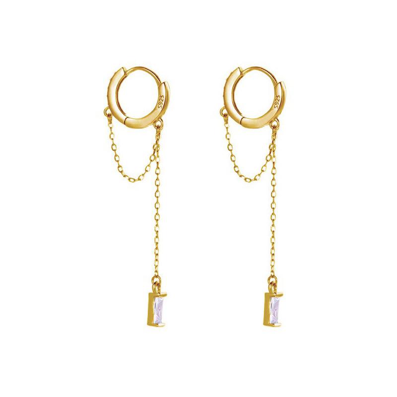 Circle Earrings Women'S Long Style Fashion Temperament Day Cool Handsome Punk Hip Hop Style Single Diamond Fringed Ear Buckle