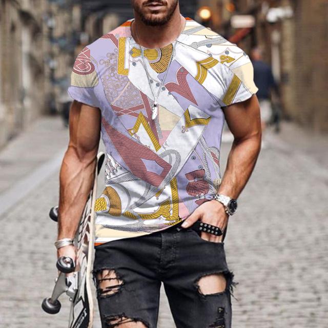 2022 Luxury High-end Pattern 3D Print Men's T Shirt O Neck Short Sleeve Funny Streetwear Summer Loose Male Oversized Tops Tees
