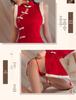 Retro Backless Cheongsam Christmas Lingerie - Cute Red Doll Dress