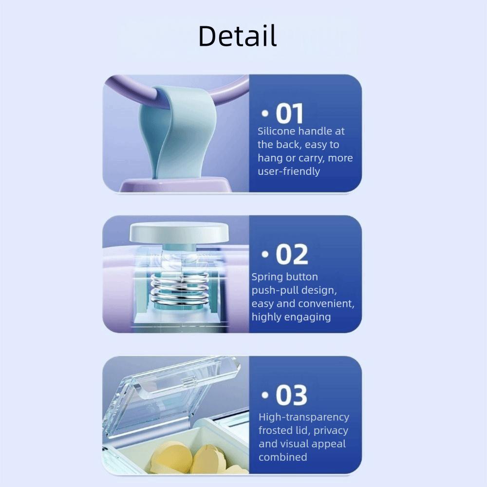 Portable Plastic Divided Pill Box 3 Grids Push Pull Style Pill Storage Box with Lid Pill Dispenser for Home