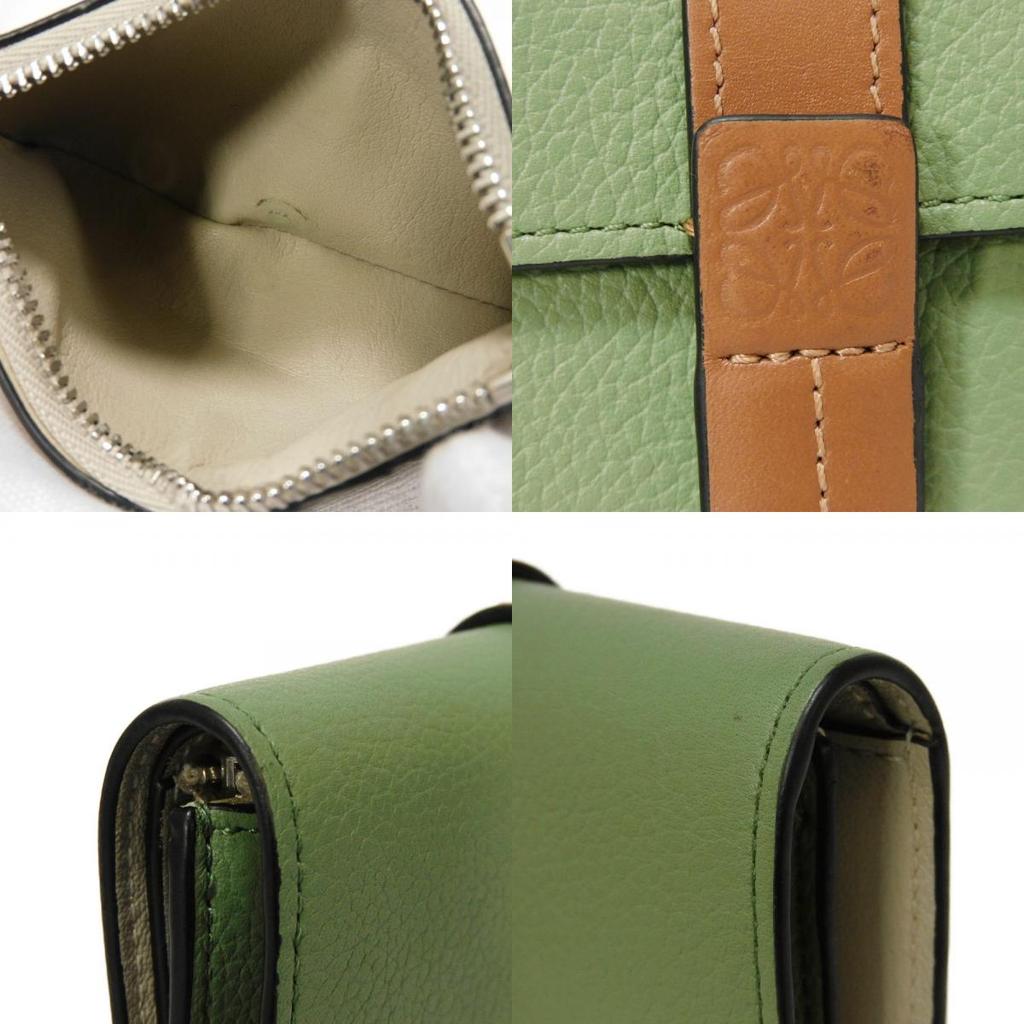 Used 12695 Vertical Wallet Small C660S86X01 6465 7942 Current Green Tan Brown Anagram Rosemary Unisex from Japan