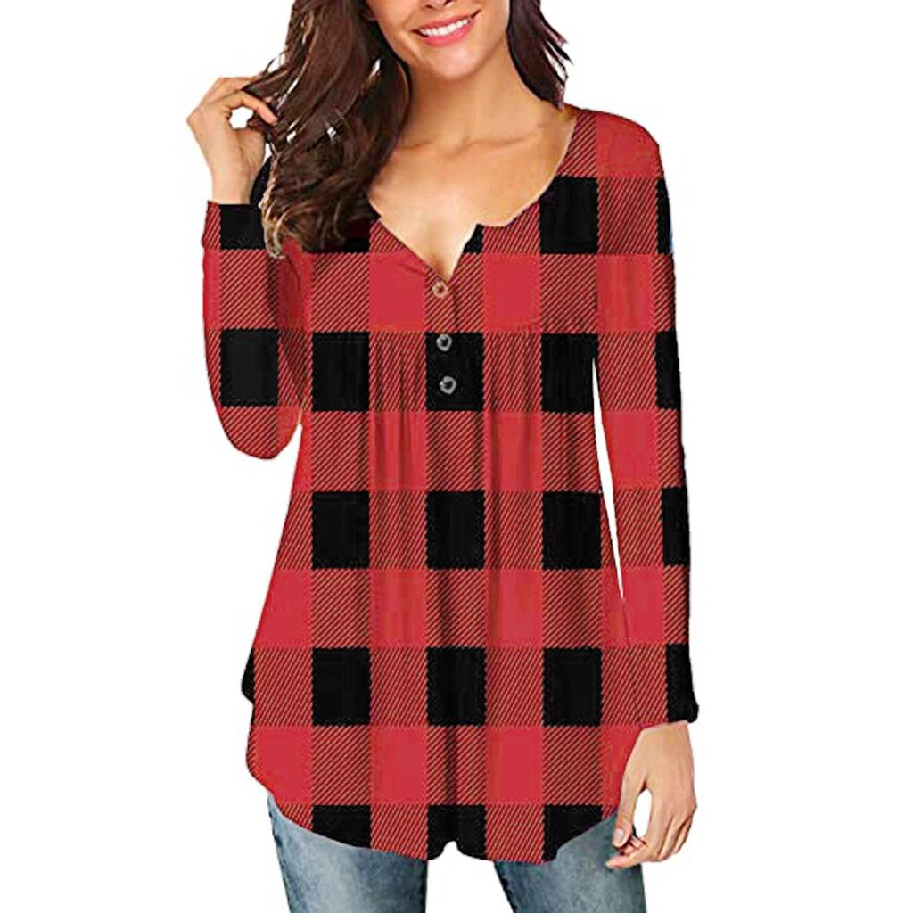 (SU)Damen-Oberteil mit V-Ausschnitt und Knöpfen, plissiert, langärmelig ...