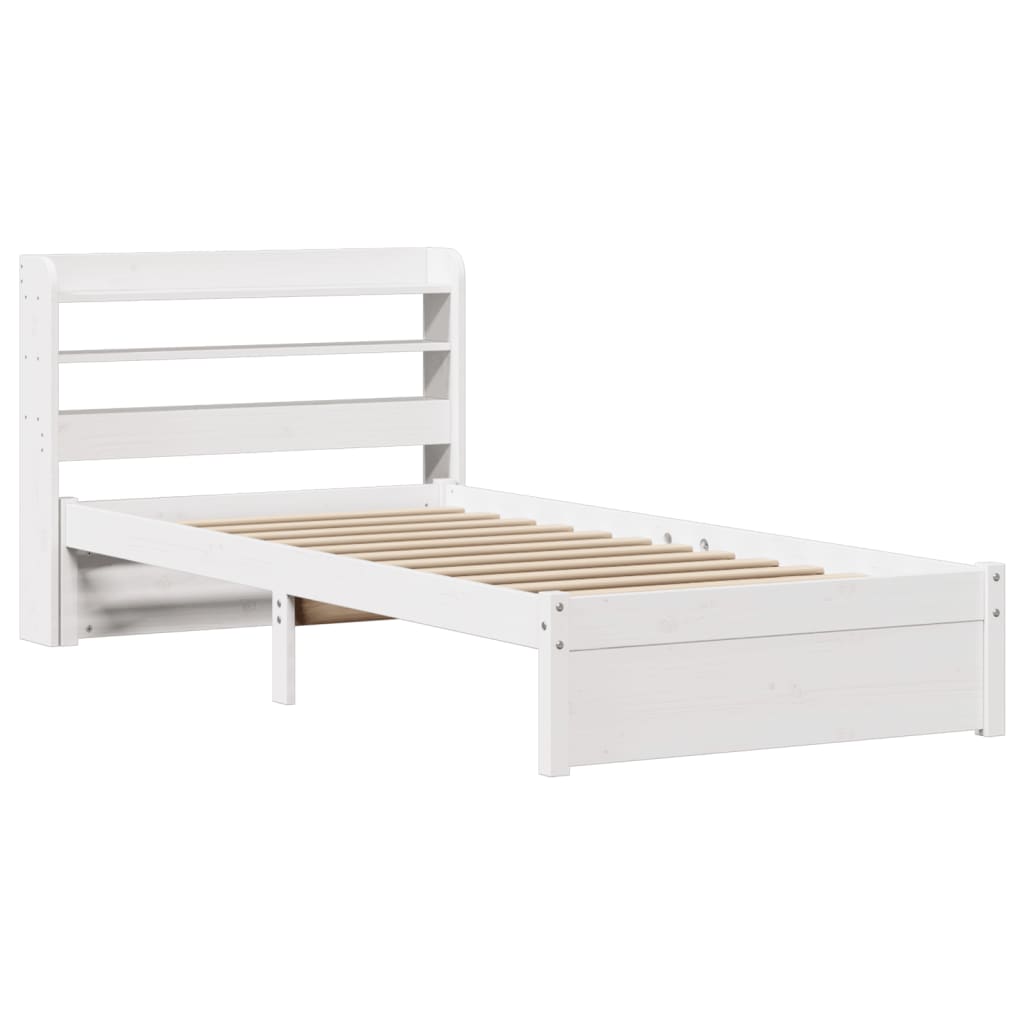 Bed Frame with Headboard Without Mattress White 75 x 190 cm