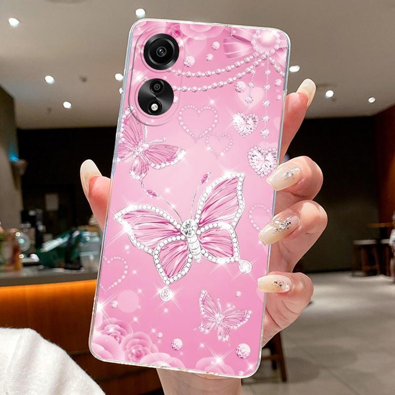 Case For OPPO A78 4G 5G A98 F23 A1X Flower Butterfly Phone Cases For Oppo A98 Soft Silicone Capa Transparent TPU Jelly Cover