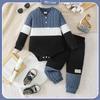 Fashion Infant Baby Boy Jumpsuit 2PCS Outfit Set Long Sleeve Bodysuit Pants for 0-18M Autumn Newborn Casual Daily Wear Clothes
