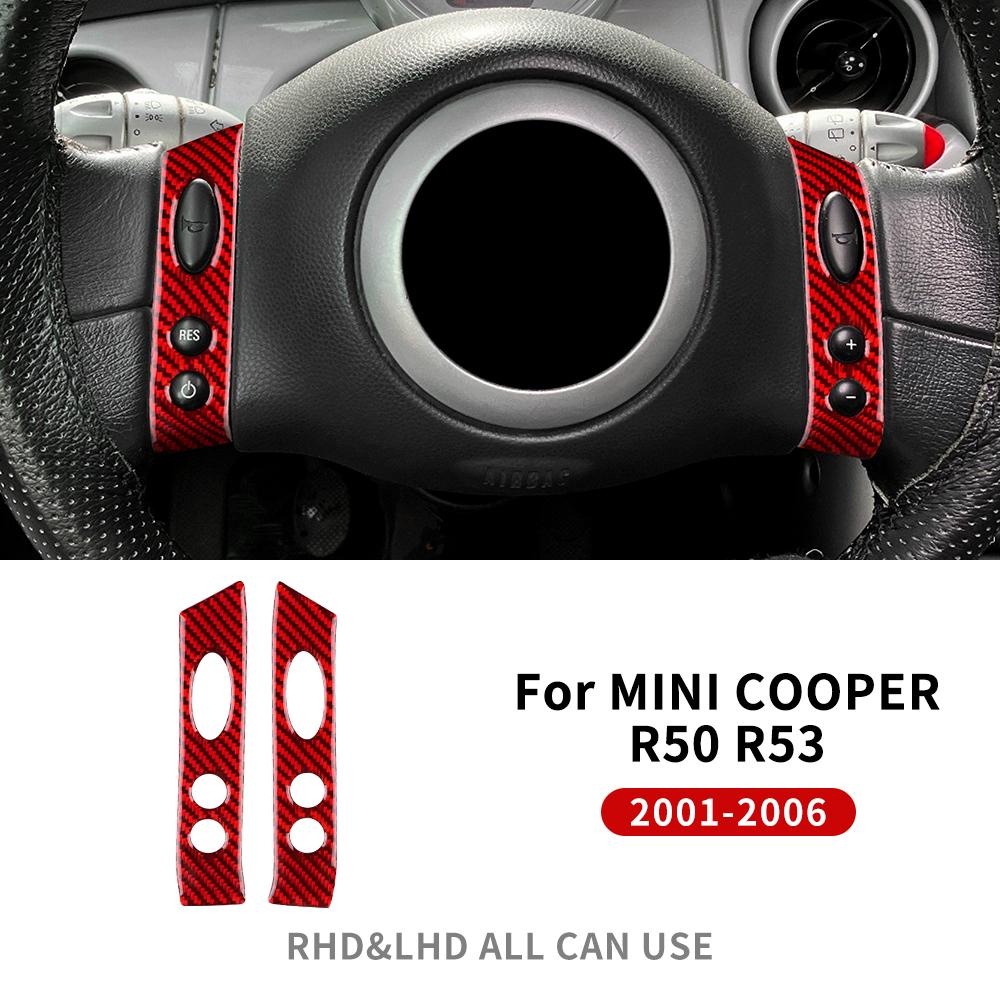 For Mini Cooper Hatch One R50 R53 2001-2006 Steering Wheel Button Sticker Strip Soft Carbon Fiber Car Interior Panel Cover Decal