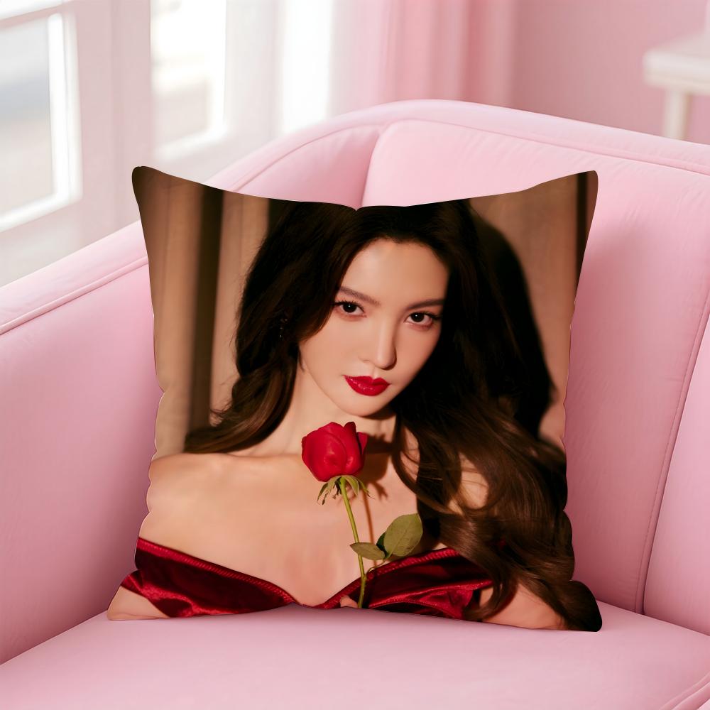 Popular Fashion Elegant Chinese Actress JJin Chen Cushion Cover Pillow Case Soft Friendly Fabric  Concealed Zipper