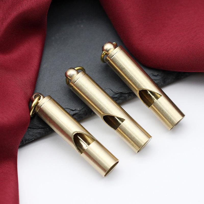 Brass Mouth Whistle Keychain: Portable Outdoor Survival Gear