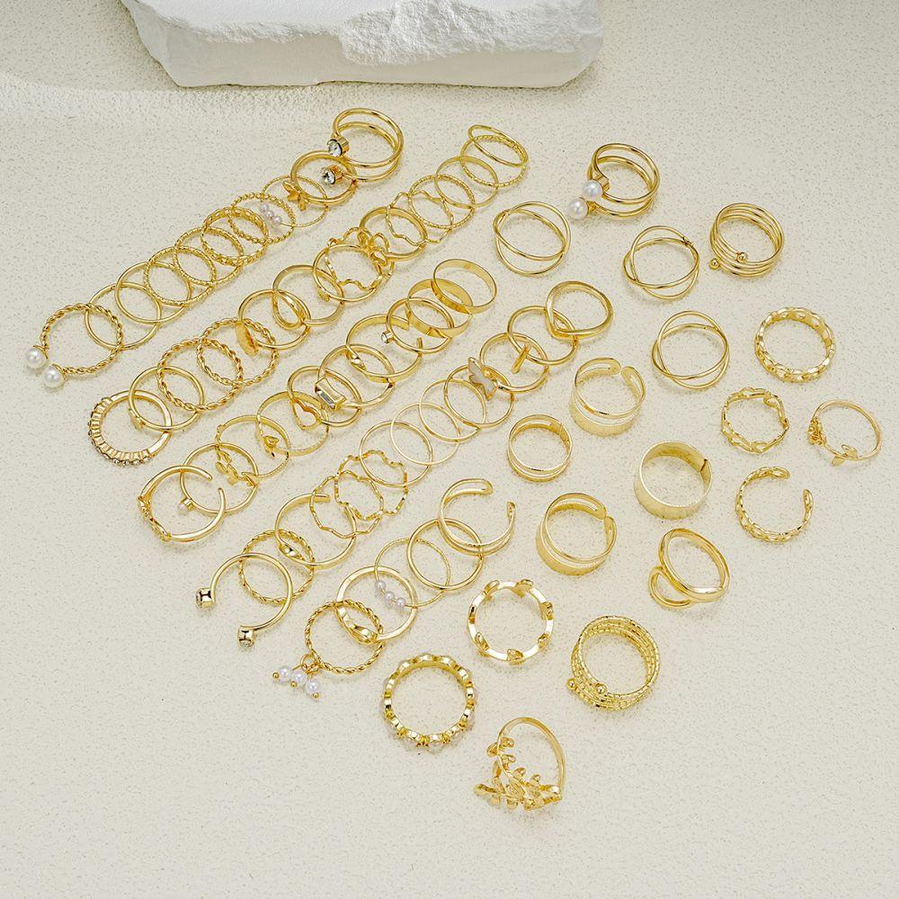 68ks/set Drip Butterfly Heart Ring Set Zirkonové zlaté prsteny pro ženy Šperky Příslušenství