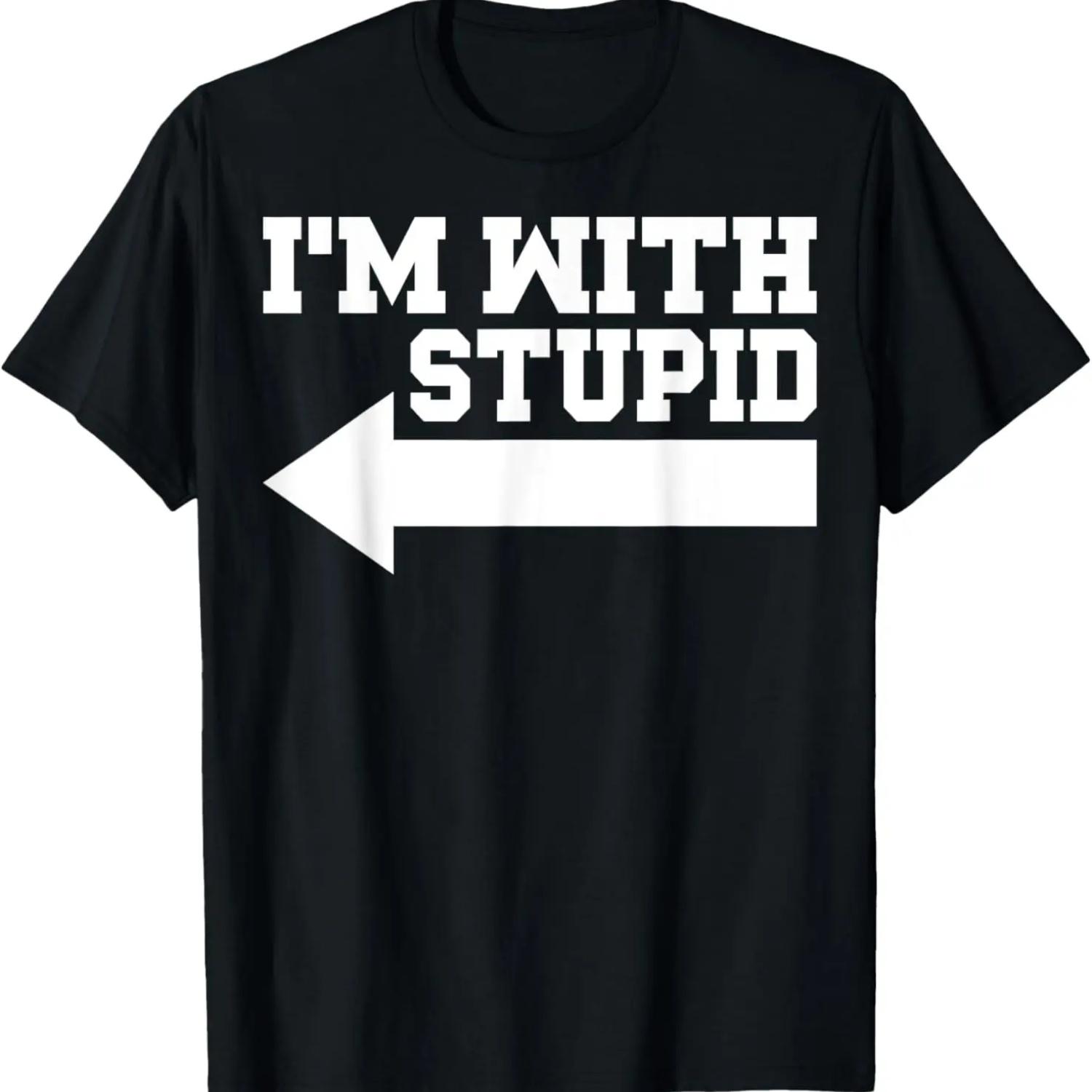 I m With Stupid T-Shirt Funny Sarcastic Arrow Pointing Left T-Shirt S чёрный