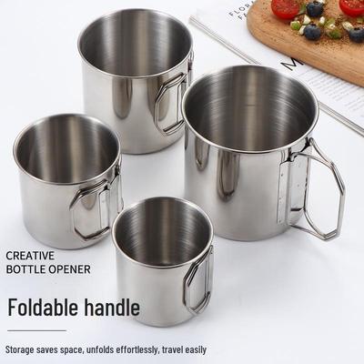 Gobelet Pliant en Acier Inoxydable 304 avec Sac à Cordon - Tasse/Mug Portable d'Extérieur pour Camping & Pique-niques