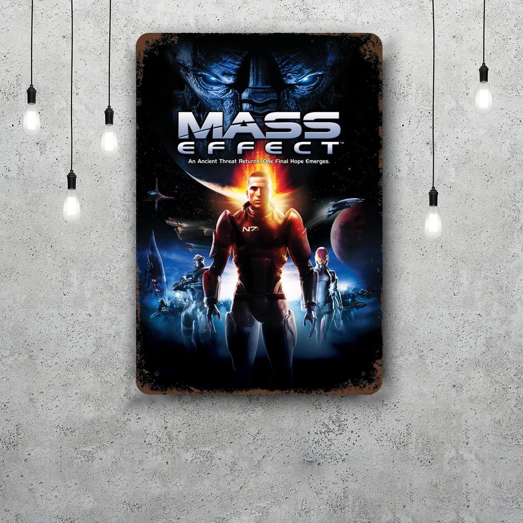 Garrus Close Up Mass Effect Vintage Metal Tin Signs Posters Decor Retro Metal Plaque Wall Art Decor for Garage Bar