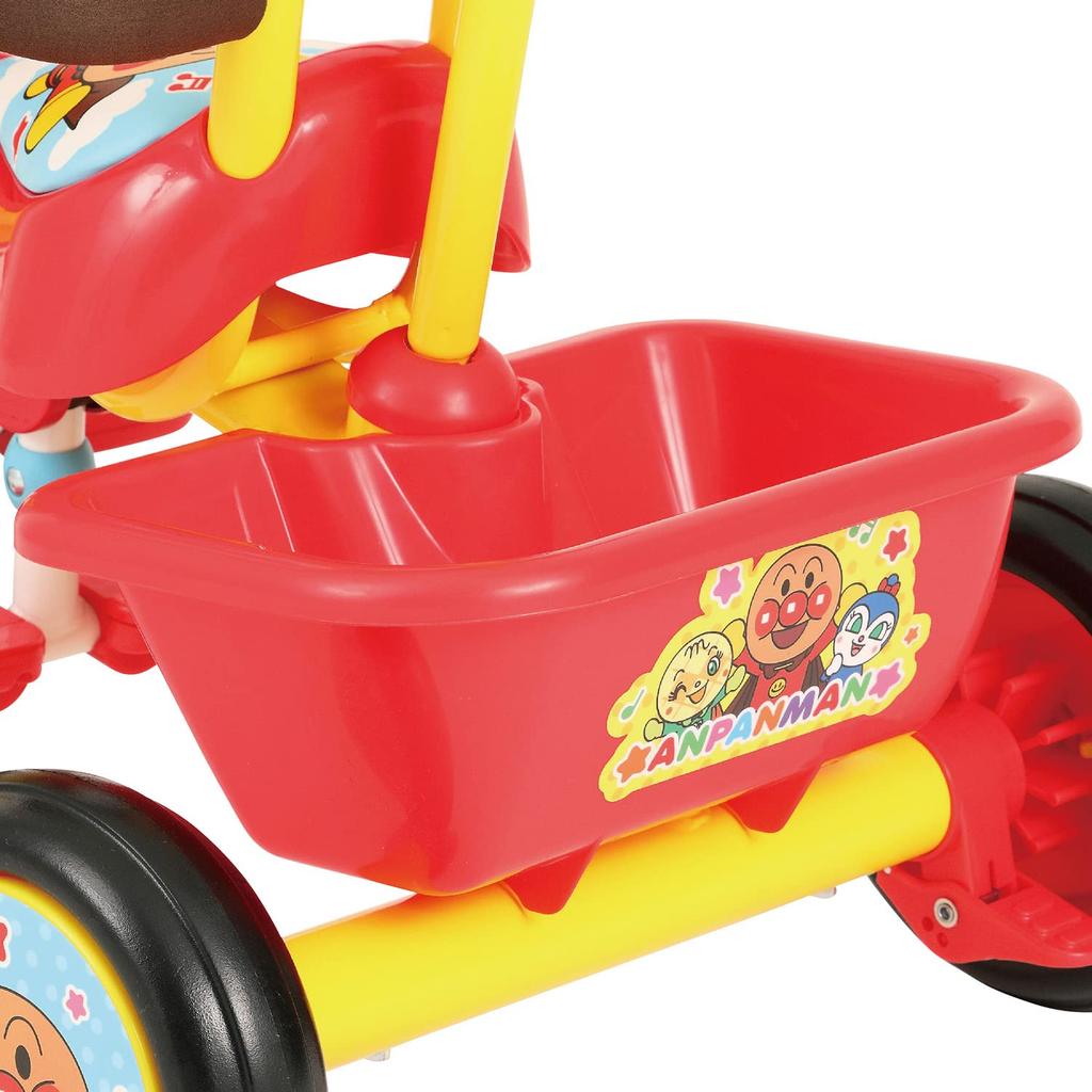 JOYPALETTE Going Out Tricycle Anpanman Go V 0211 Anpanman Tricycle Years Old and Up Handle Toy with Stopper Going Out Push Rod Free Pedal (buoy) 1.5