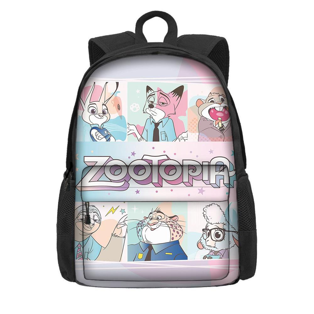 Kreslený batoh s motivem Zootopie 2 pro žáky základní školy, velká kapacita, lehký dvouramenný batoh
