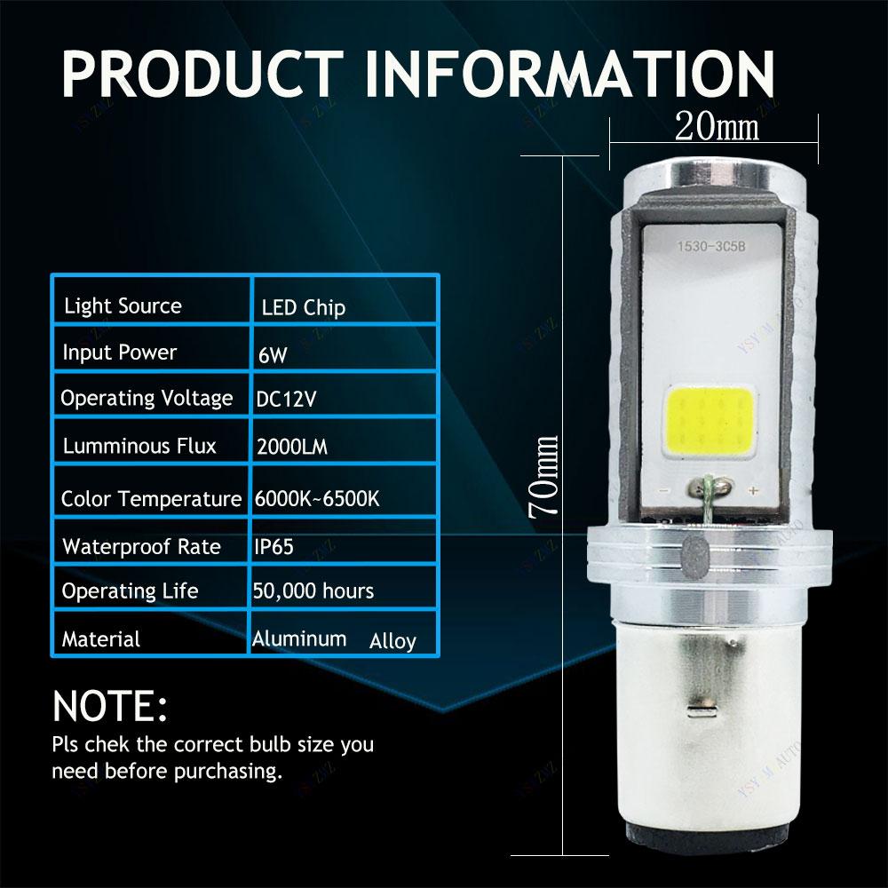 1PCS BA20D LED Motorcycle Headlight H6 LED H4 LED for Motorbike Scooter Moped Headlamp Hi Lo Lamp Motorbike Headlight Lamp 12V