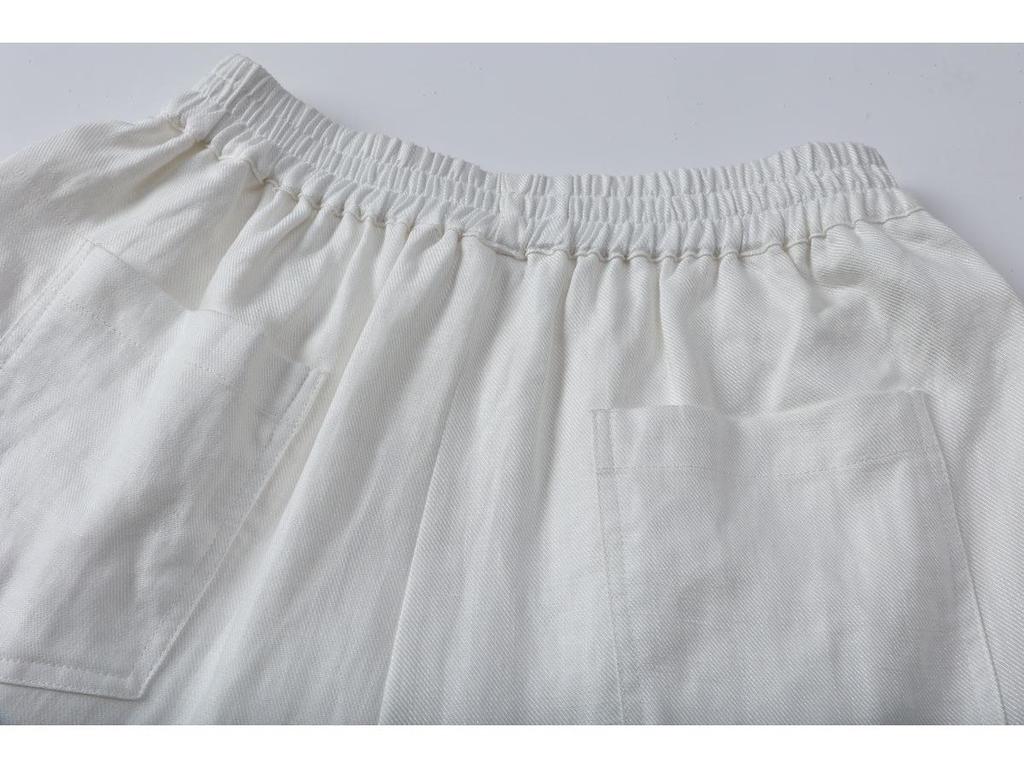 2026 Spring/Summer Tencel Linen Wide-Leg Women's Pants with Contrast Stitching
