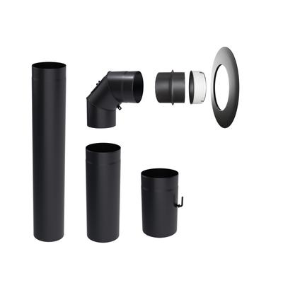 A Set of Steel Pipes with a Diameter of 130 Mm for Connecting a Cast Iron Stove