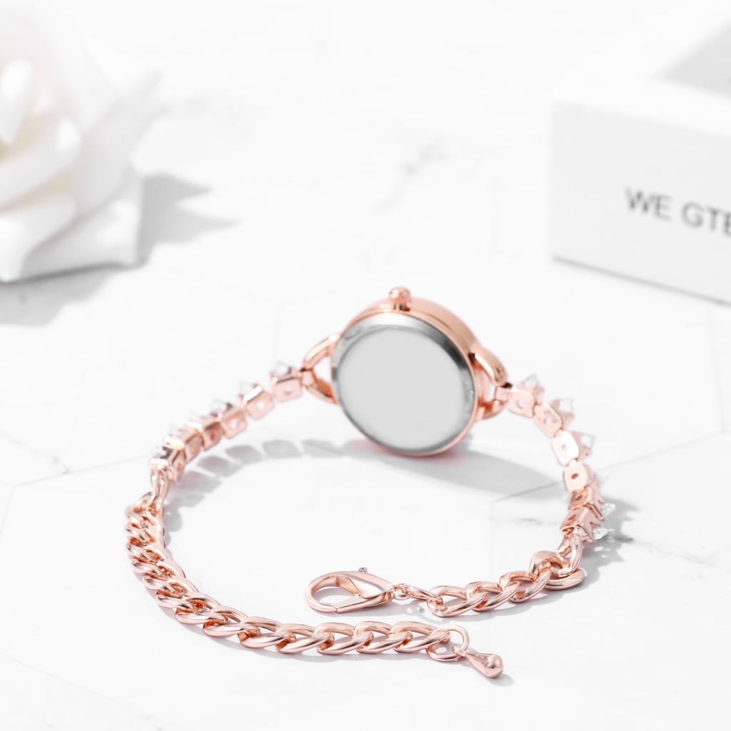 Wristwatch with Cute and Analog Stylish Quartz Fashion Accessory Perfect Gift for Day Ladies' Bracelet, Sparkling Diamond, Display, Waterproof,
