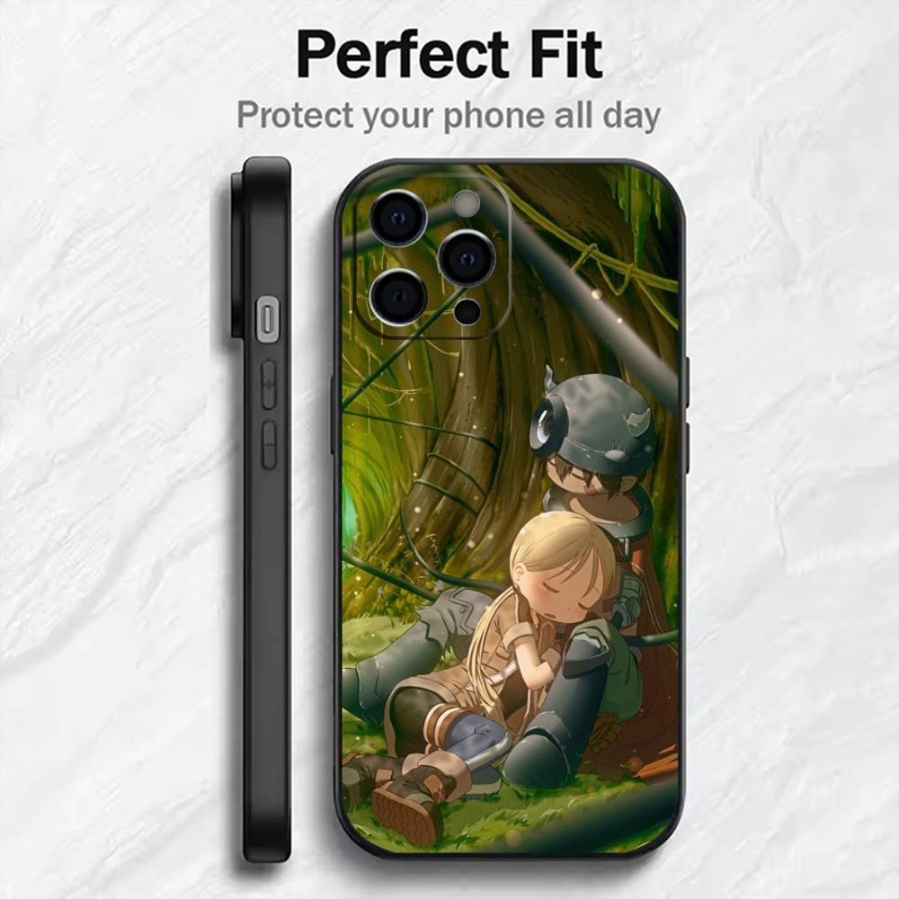 

M-Made In A-Abyss Reg And Riko Phone Case For iPhone17,16,15,14,13,12 Plus,Max Soft Silicone Black Cover iPhone16pro