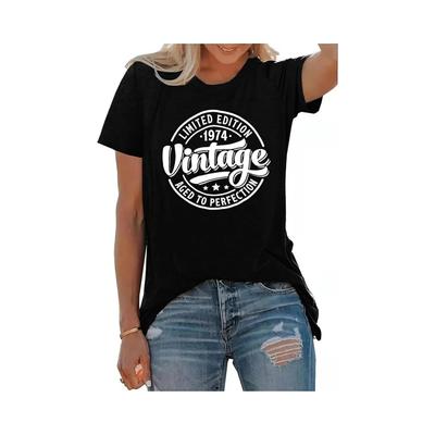 Womens Vintage 1974 Tshirts 50th Birthday Gift Shirts Women's Crewneck High Quality Fashion Trend 100% Cotton T-Shirt 01232