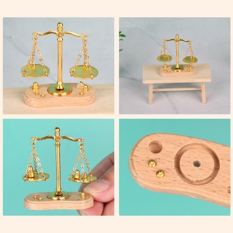 Educational Miniature Scale Toy for 1/12 Scale Doll House Antique Balance Scale Model Figure for Kids Pretend Play Game