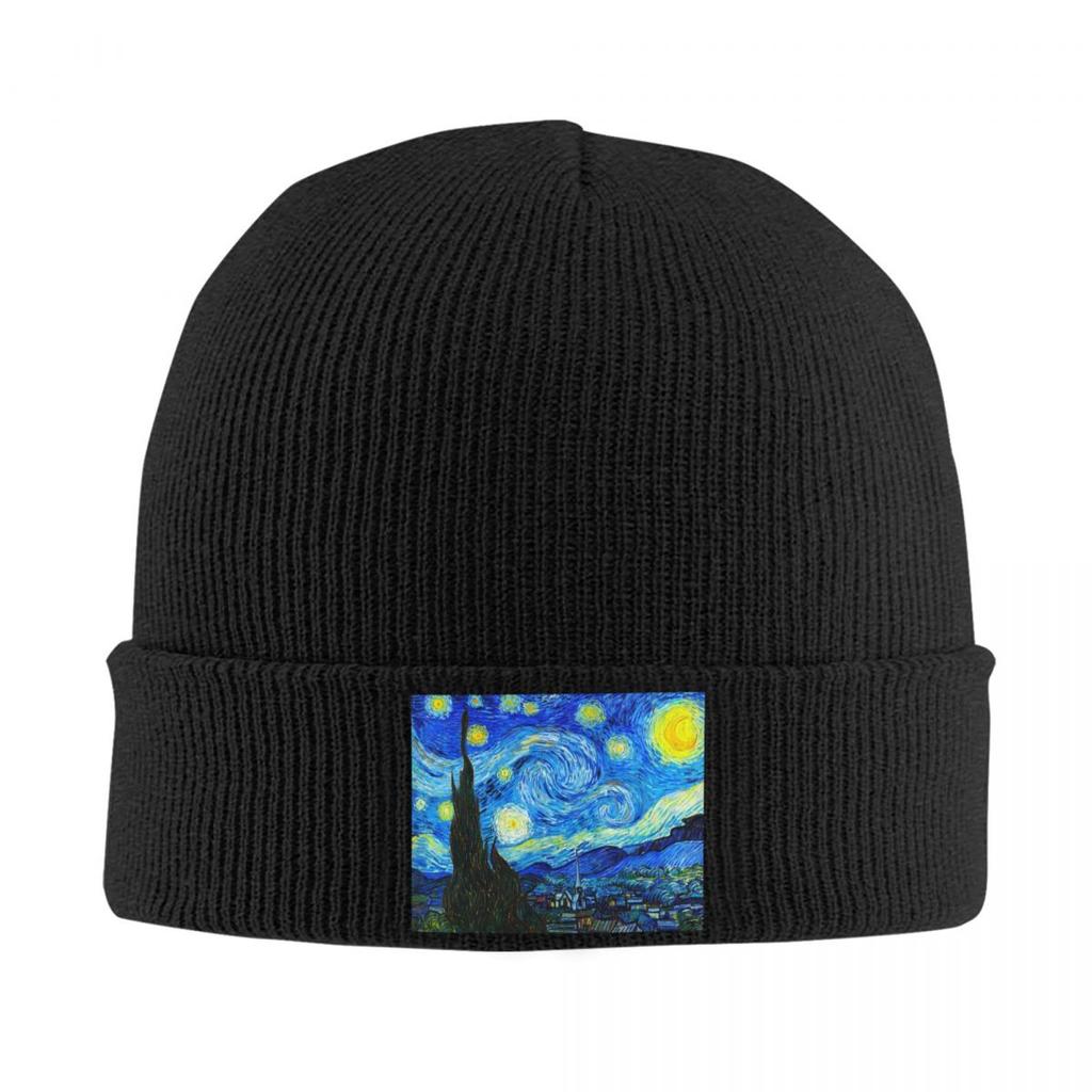 Vincent Van Gogh Starry Night Warm Knitted Cap Hip Hop Bonnet Hat Autumn Winter Outdoor Beanies Hats for Men Women Adult