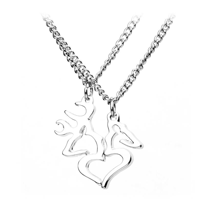 

her buck his doe deer Necklace for Lover Browning Deer couple Necklace statement Jewelry buck and doe Necklaces Couple gift bf серебряный