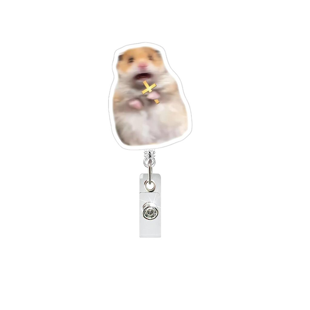 1Pc Funny Cat Dog Meme Acrylic Badge Holder Retractable Easy Pull Badge Reel Lanyard for ID Card Holder Name Tag Key Nurse Accessory