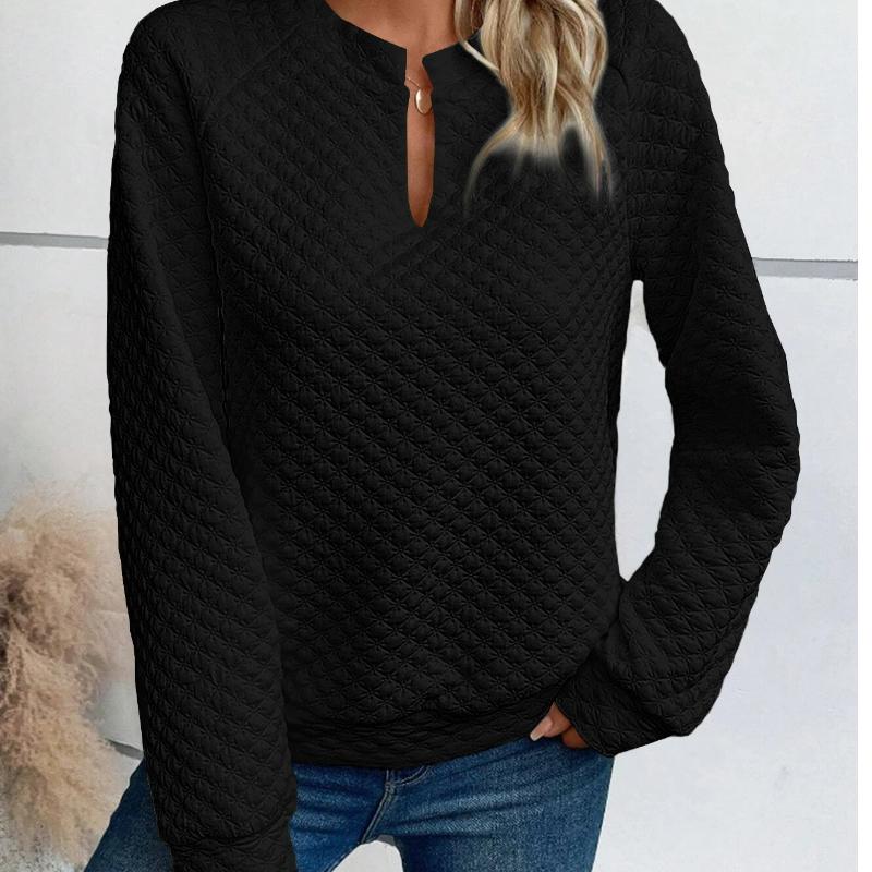 

Women s Solid Color V-neck Patchwork Long-sleeved Casual Sweatshirt M чорний