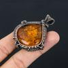 Natural Baltic Amber Gemstone Handmade Copper Wire Wrap Pendant 2.17" O1w20