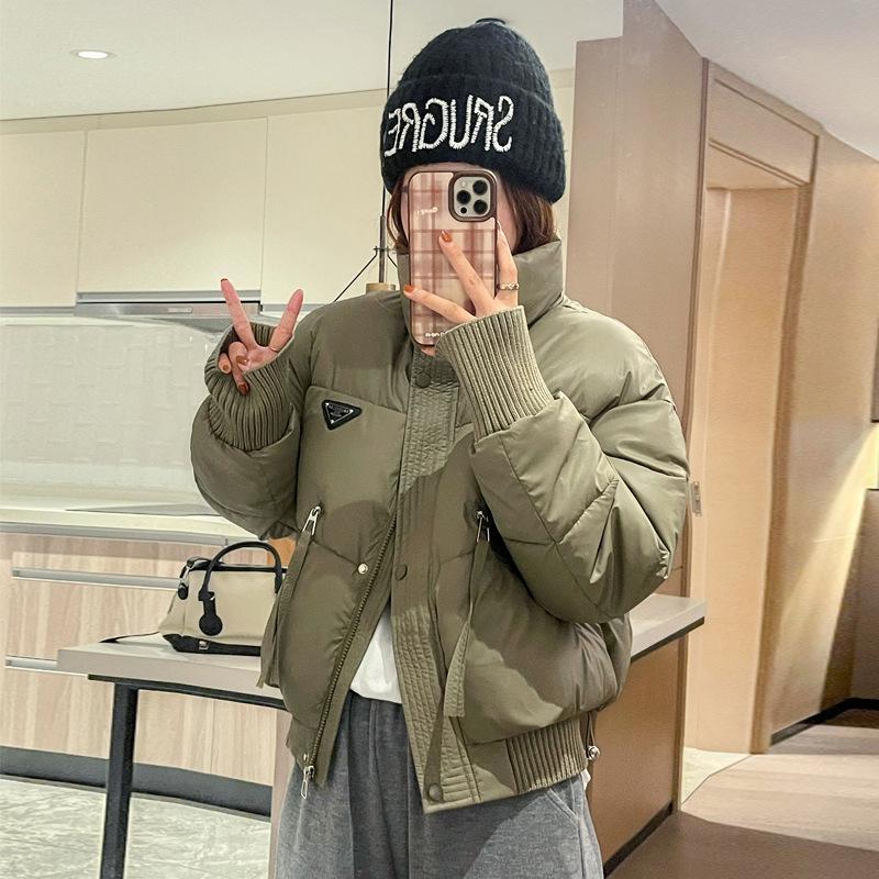 Down Cotton-padded Jacket Women's Loose Cotton-padded Jacket Stand Collar Women Autumn and Winter Short Thick Cotton-padded Women Coat