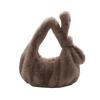Solid color pleated portable cloud bag autumn and winter fashion new plush bag women's texture handbag