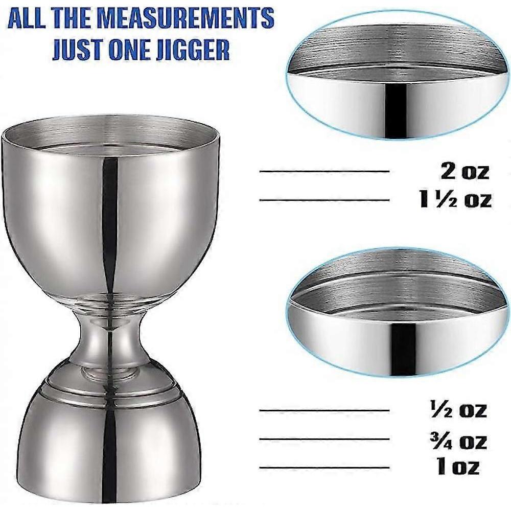 Stainless Steel Shot Blasted Glass Measuring Cup 1 Oz/2 Oz, Home Bartender Party Bar Wine Drink With Beautiful Double Cocktail Tool (2 Pieces)