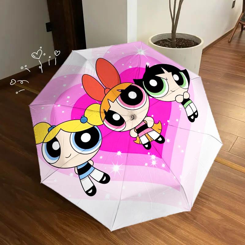 1pc Powerpuff Girls, Friendship Themed High-quality Umbrella,Automatic Opening and Closing Umbrella,Multi-functional Umbrella G0811263