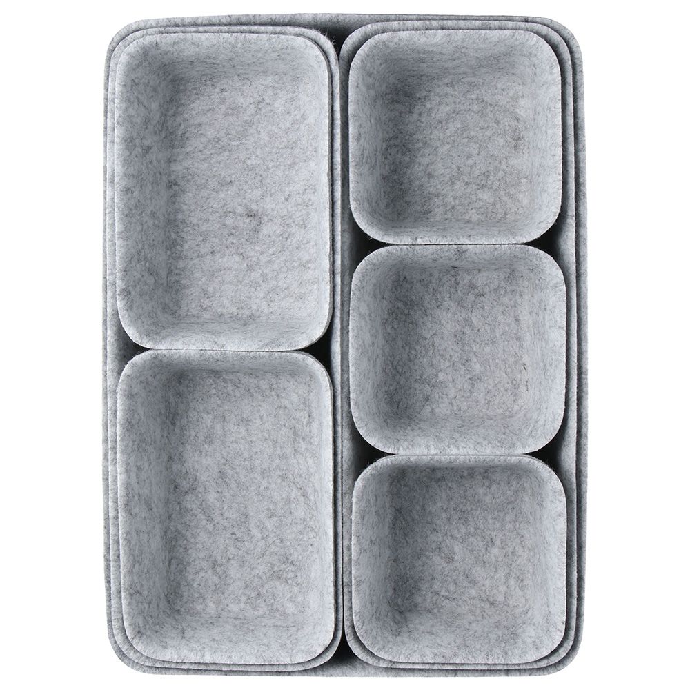 8Pcs Felt Sundries Sorting Box Portable Grey Storage Box Pen Holder Office