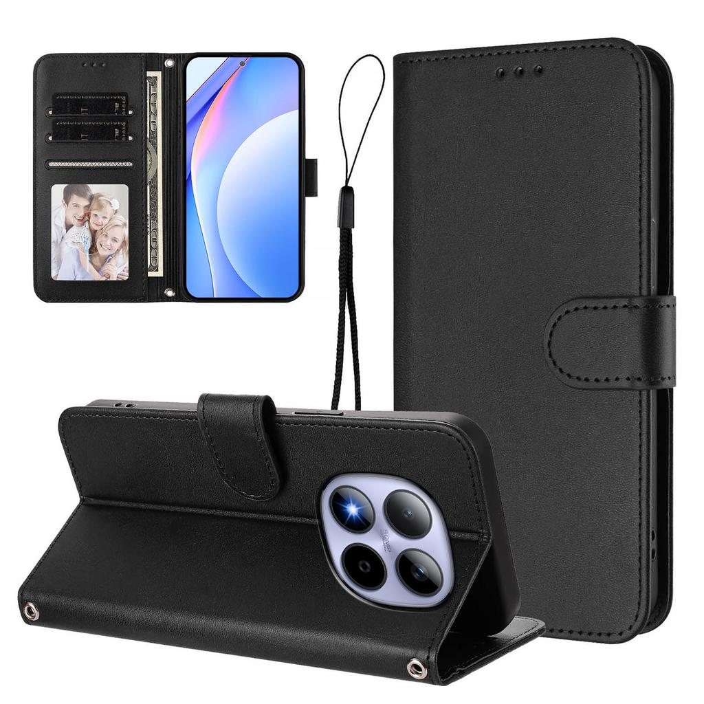 For Xiaomi Redmi Note 15 Pro 5G Wallet Case RFID Blocking Calf Texture Leather Stand Phone Cover with Strap