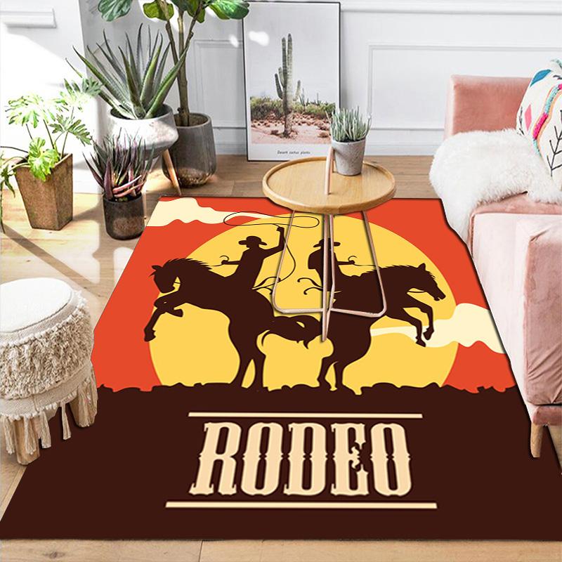 Sunset Cowboy Rug Floor Mat for Living Room or Bedroom Soft and Comfortable Carpet a Gift for Birthday and Holiday.ZFF0913396