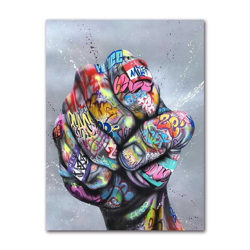Posters and Prints Graffiti Art Paintings on the Wall Art Canvas Pictures Home Wall character DecorationGesture Street Art