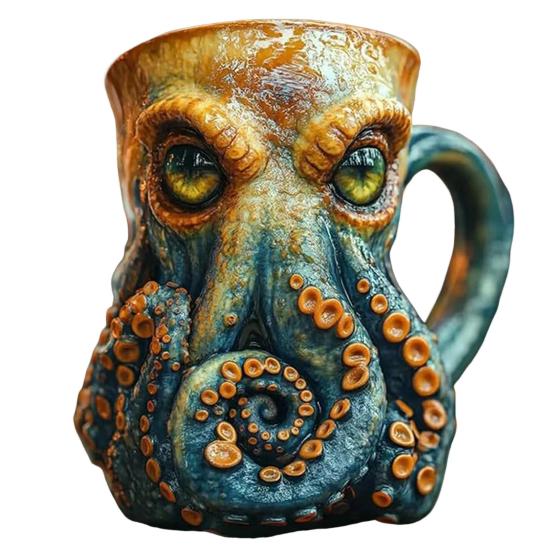 Cthulhu-Inspired Octopus Beer Mug Medieval Pirate Viking Tankard 3D Dragon Collector Cup for Bar Home Decor Unique