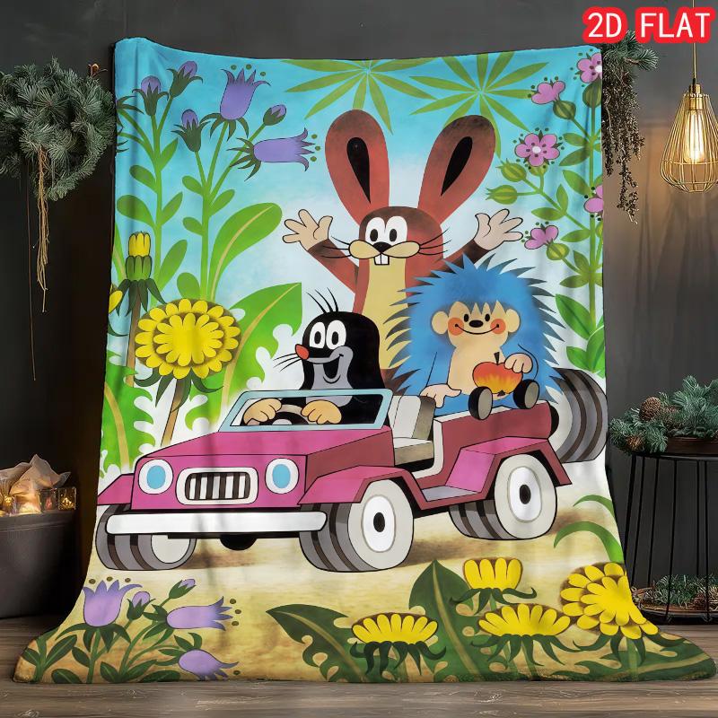 

Krtek The Little Mole Sailboat Flannel Blanket, Kids Cartoon Throw for Bed Sofa 80cm x 120cm