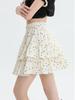Women's Pleated A-line Skirt White Ruffles Elastic Waist Slim Thin Casual Cute Sweet Cake Skirts Summer Clothing Y2k