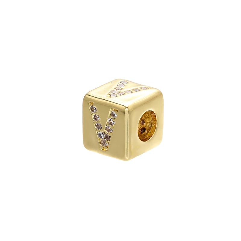 Gold-colored 8x8mm Square A-Z Letter Beads for DIY Handmade Bracelets, Earrings, and Jewelry Accessories Model:VZ246B