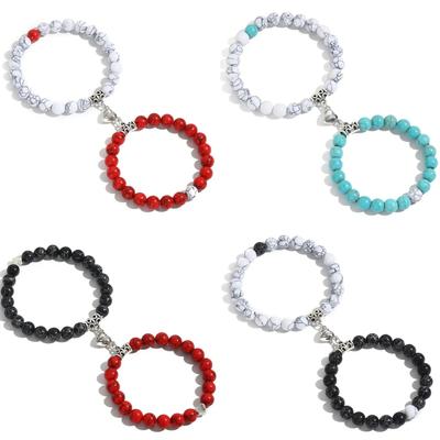 Venta Caliente 2 Piezas/Set Pulsera de Cuentas Para Enamorados Piedra Natural Distancia Corazón Imán Pulseras de Pareja Amistad Joyería de Moda Regalo
