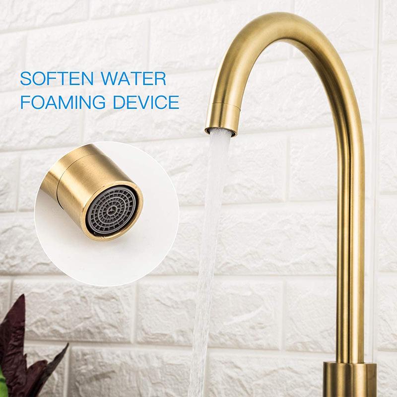 Stainless Steel Brushed Gold Kitchen Faucet with Hot and Cold Water Mixer