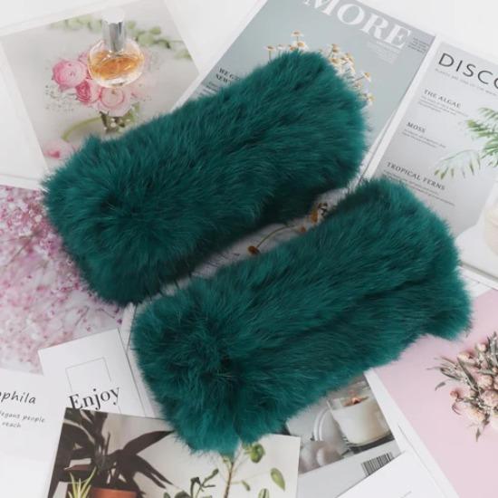 New Brand Women Real Natural Rabbit Fur Mittens Winter Warm Fluffy Lady Real Rabbit Fur Gloves Knitted Good Elastic Fur Glove