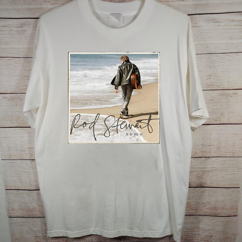 Rod Stewart Time Album White Cotton  Full Size S-5XL Unisex T-Shirt S