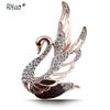 Elegant Women's Swan Wings Crystal Brooch - 4-Color Alloy Glass Corsage Accessory