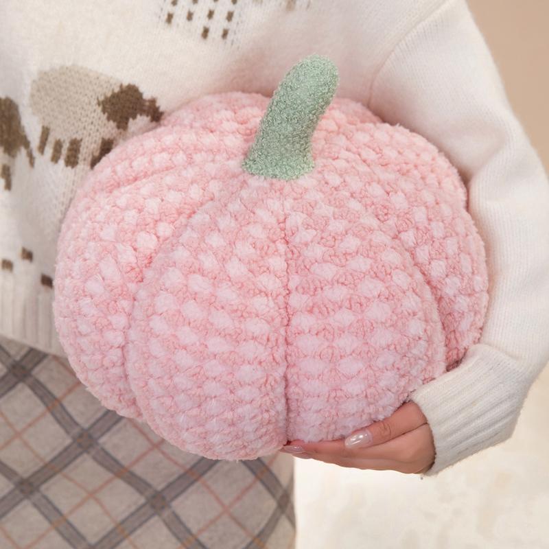 New Fashion Plush Pumpkin Pillow Soft Checkered Cushion Cute Colorful Pumpkin Plushies Throw Pillow For Sofa Bedroom Decor